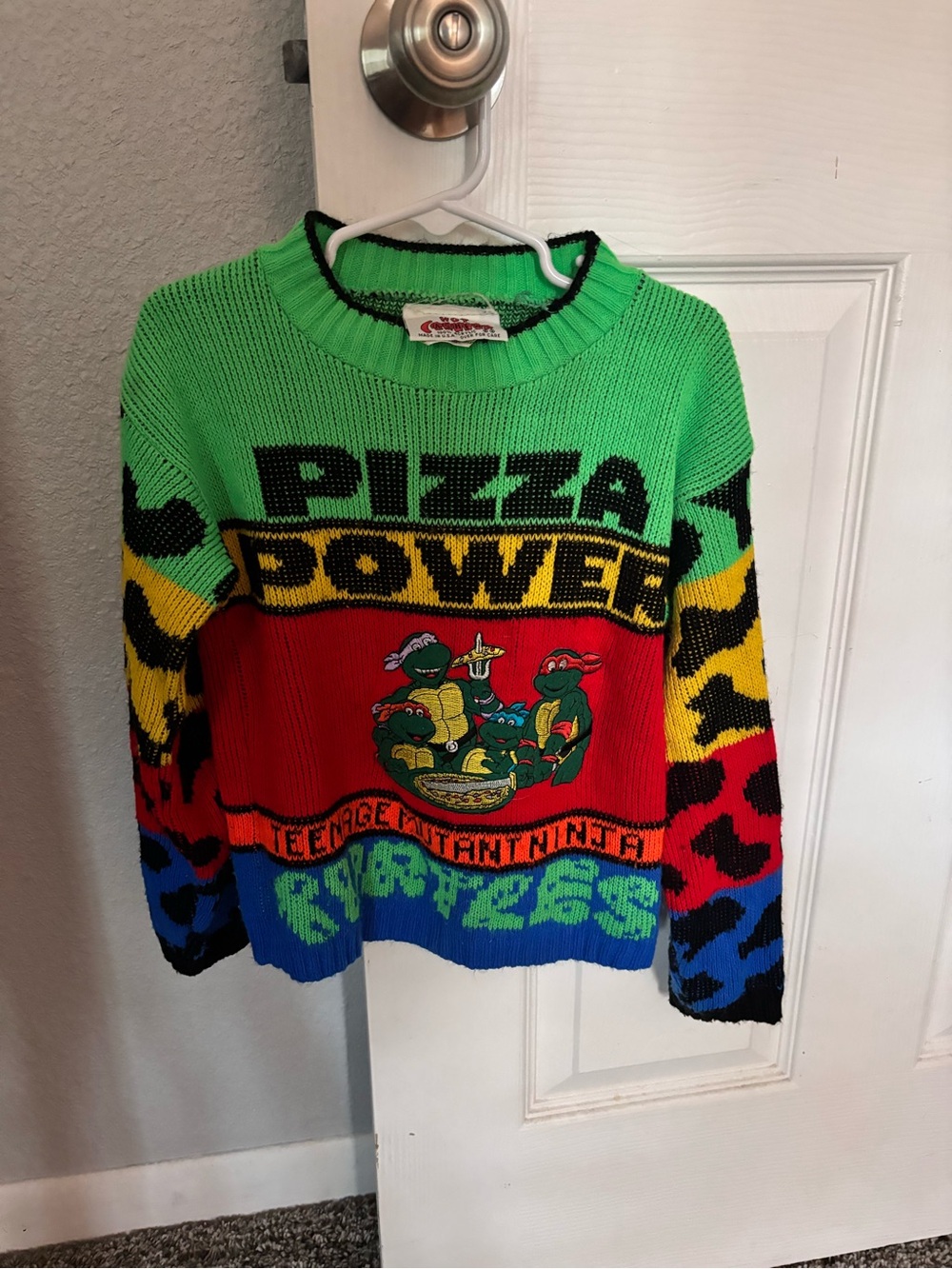 Vintage 80s/90s Teenage Mutant Ninja Turtles Multicolor 'Pizza Power' Sweater